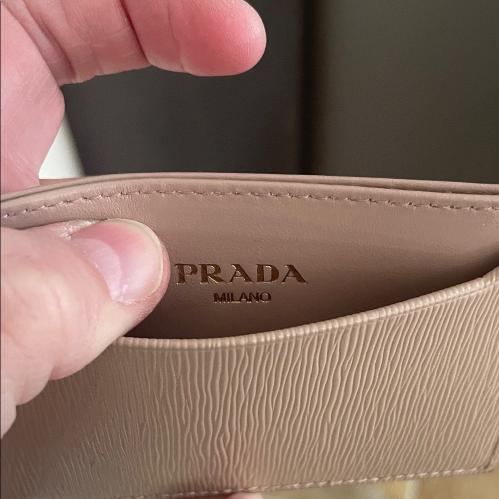 Prada Taupe Leather Card Holder - Picture 3 of 9